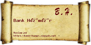 Bank Hümér névjegykártya